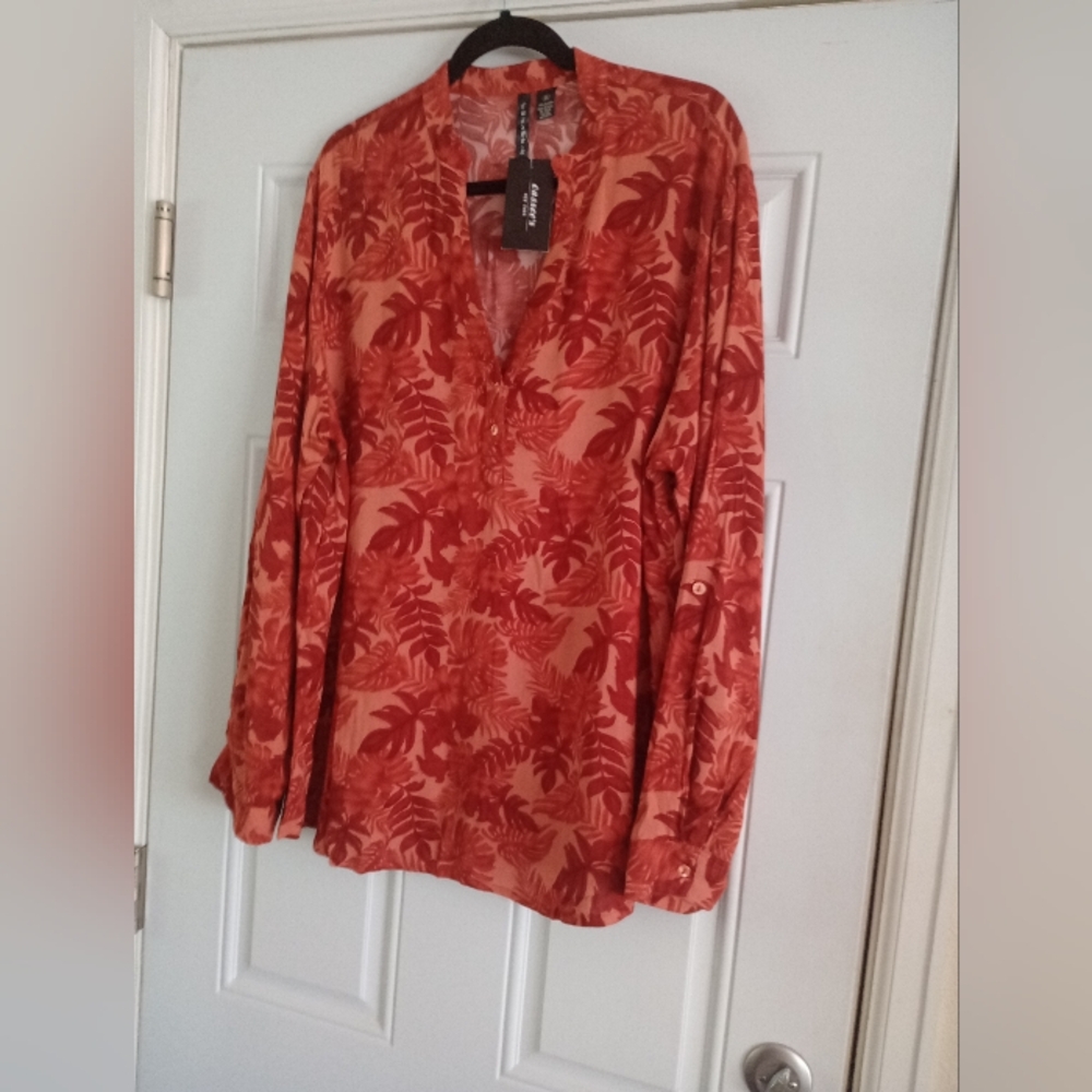 Cassee's New York Vneck Long & 3/4 Sleeve Adjustable Fall Blouse Tunic 2X